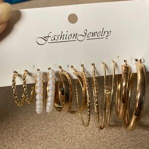 Fashion Jewelry Gold tone Multi-Hoop Earring Set